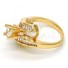 Gold Tone Multi Stone Ring, with White Cubic Zirconia, Polished, Golden Finish, 01.199.0001.08.GT (Size 8)