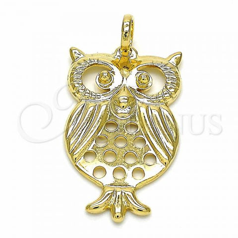 Oro Laminado Fancy Pendant, Gold Filled Style Owl Design, Polished, Golden Finish, 05.09.0079