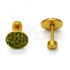 Stainless Steel Stud Earring, with Dark Peridot Crystal, Polished, Golden Finish, 02.271.0007.6