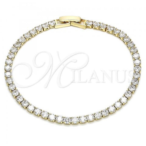 Oro Laminado Tennis Bracelet, Gold Filled Style with White Cubic Zirconia, Polished, Golden Finish, 03.130.0001.07