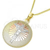 Oro Laminado Pendant Necklace, Gold Filled Style Crucifix Design, Polished, Tricolor, 04.106.0064.20