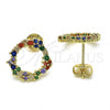 Oro Laminado Stud Earring, Gold Filled Style with Multicolor Cubic Zirconia, Polished, Golden Finish, 02.94.0078