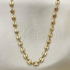 Oro Laminado Fancy Necklace, Gold Filled Style Puff Mariner Design, Polished, Golden Finish, 04.326.0001.16