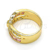 Oro Laminado Multi Stone Ring, Gold Filled Style with Pink and White Cubic Zirconia, Polished, Golden Finish, 01.210.0045.14.08 (Size 8)