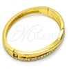 Oro Laminado Individual Bangle, Gold Filled Style with White Crystal, Polished, Golden Finish, 07.252.0041.05 (06 MM Thickness, Size 5 - 2.50 Diameter)