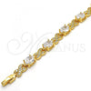 Oro Laminado Tennis Bracelet, Gold Filled Style Hugs and Kisses Design, with White Cubic Zirconia, Polished, Golden Finish, 03.206.0001.8.07