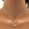 Oro Laminado Pendant Necklace, Gold Filled Style Star Design, with White Opal and White Micro Pave, Polished, Golden Finish, 04.63.1325.18