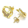 Oro Laminado Stud Earring, Gold Filled Style Butterfly Design, with Garnet Micro Pave, Polished, Golden Finish, 02.156.0453.2