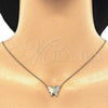 Sterling Silver Pendant Necklace, Butterfly Design, with White Micro Pave, Polished, Golden Finish, 04.336.0098.2.16