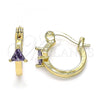 Oro Laminado Small Hoop, Gold Filled Style with Amethyst Cubic Zirconia, Polished, Golden Finish, 02.210.0501.3.12