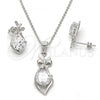 Sterling Silver Earring and Pendant Adult Set, with White Cubic Zirconia, Polished, Rhodium Finish, 10.281.0002