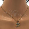 Stainless Steel Pendant Necklace, Initials and Rolo Design, with White Crystal, Polished, Golden Finish, 04.238.0025.1.18