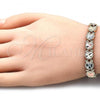 Oro Laminado Fancy Bracelet, Gold Filled Style Apple Design, Diamond Cutting Finish, Tricolor, 03.380.0061.08