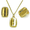 Oro Laminado Earring and Pendant Adult Set, Gold Filled Style Polished, Golden Finish, 10.163.0026.1
