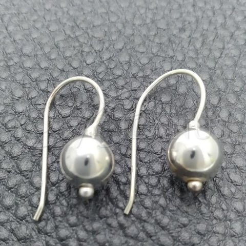 Sterling Silver Dangle Earring, Ball Design, Polished, Silver Finish, 02.395.0024
