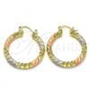 Oro Laminado Medium Hoop, Gold Filled Style Diamond Cutting Finish, Tricolor, 02.170.0274.1.30