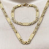 Stainless Steel Necklace and Bracelet, Infinite Design, Polished, Golden Finish, 06.363.0058.2