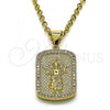 Oro Laminado Religious Pendant, Gold Filled Style Divino Niño Design, with White Micro Pave, Polished, Golden Finish, 05.342.0117