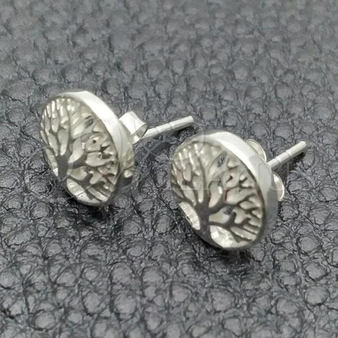 Sterling Silver Stud Earring, Tree Design, Polished, Silver Finish, 02.399.0008