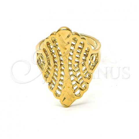 Oro Laminado Elegant Ring, Gold Filled Style Filigree Design, Diamond Cutting Finish, Golden Finish, 5.173.004.06 (Size 6)