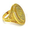 Oro Laminado Multi Stone Ring, Gold Filled Style with White Micro Pave, Polished, Golden Finish, 01.118.0032.08 (Size 8)