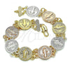 Oro Laminado Fancy Bracelet, Gold Filled Style San Benito Design, Polished, Tricolor, 03.351.0045.08
