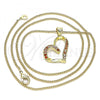 Oro Laminado Pendant Necklace, Gold Filled Style Heart Design, with White Micro Pave, Polished, Golden Finish, 04.156.0030.2.20