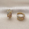Oro Laminado Huggie Hoop, Gold Filled Style Diamond Cutting Finish, Tricolor, 02.196.0222.14