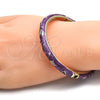 Oro Laminado Individual Bangle, Gold Filled Style Star and Moon Design, Purple Enamel Finish, Golden Finish, 07.246.0005.05 (07 MM Thickness, Size 5 - 2.50 Diameter)