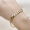 Oro Laminado Basic Bracelet, Gold Filled Style Curb Design, Polished, Golden Finish, 5.222.002.08