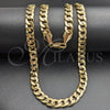Oro Laminado Basic Necklace, Gold Filled Style Concave Cuban Design, Polished, Golden Finish, 03.419.0011.24
