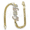 Oro Laminado Fancy Bracelet, Gold Filled Style Polished, Tricolor, 03.63.1971.1.08