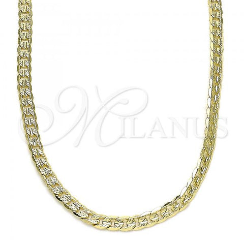 Oro Laminado Basic Necklace, Gold Filled Style Curb Design, Polished, Golden Finish, 04.213.0237.20