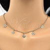 Oro Laminado Necklace and Bracelet, Gold Filled Style Flower Design, Polished, Golden Finish, 06.63.0208
