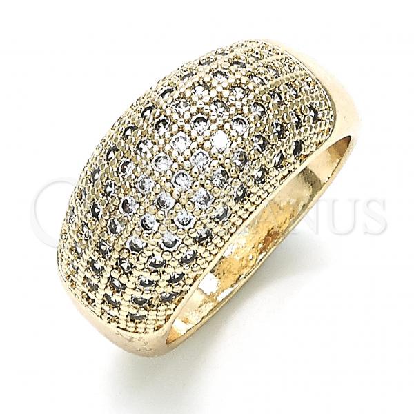 Oro Laminado Multi Stone Ring, Gold Filled Style with White Micro Pave, Polished, Golden Finish, 01.346.0012.08