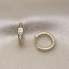 Oro Laminado Huggie Hoop, Gold Filled Style with White Cubic Zirconia, Polished, Golden Finish, 02.213.0740.14