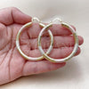 Oro Laminado Large Hoop, Gold Filled Style Hollow Design, Diamond Cutting Finish, Tricolor, 02.170.0310.1.50