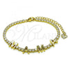 Oro Laminado Tennis Bracelet, Gold Filled Style Mom Design, with White Cubic Zirconia, Polished, Golden Finish, 03.341.0198.07