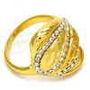 Oro Laminado Multi Stone Ring, Gold Filled Style with White Crystal, Polished, Golden Finish, 01.241.0020.07 (Size 7)