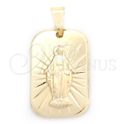 Oro Laminado Religious Pendant, Gold Filled Style Medalla Milagrosa Design, Polished, Golden Finish, 05.58.0012