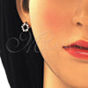 Oro Laminado Stud Earring, Gold Filled Style Star Design, with White Cubic Zirconia, Polished, Golden Finish, 02.156.0304