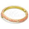 Oro Laminado Individual Bangle, Gold Filled Style Star and Moon Design, Orange Enamel Finish, Golden Finish, 07.246.0005.1.05 (07 MM Thickness, Size 5 - 2.50 Diameter)
