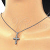Sterling Silver Pendant Necklace, Cross Design, with White Micro Pave, Polished, Rhodium Finish, 04.336.0125.16