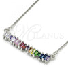 Rhodium Plated Pendant Necklace, with Multicolor Cubic Zirconia, Polished, Rhodium Finish, 04.341.0006.1.20