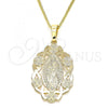 Oro Laminado Pendant Necklace, Gold Filled Style Guadalupe Design, Polished, Golden Finish, 04.106.0065.1.20