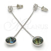 Rhodium Plated Long Earring, with Black Diamond Swarovski Crystals and White Cubic Zirconia, Polished, Rhodium Finish, 02.239.0024.2