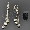 Oro Laminado Long Earring, Gold Filled Style Heart Design, with White Cubic Zirconia, Golden Finish, 5.081.001