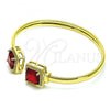 Oro Laminado Individual Bangle, Gold Filled Style with Garnet Cubic Zirconia and White Micro Pave, Polished, Golden Finish, 07.381.0002.1