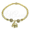 Oro Laminado Charm Bracelet, Gold Filled Style Elephant Design, with White Crystal, Polished, Golden Finish, 03.63.2076.08