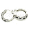 Rhodium Plated Small Hoop, with Black and White Cubic Zirconia, Polished, Rhodium Finish, 02.210.0281.8.20